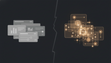 Split visual comparing generic charts on the left and Human Design MCP geometry on the right